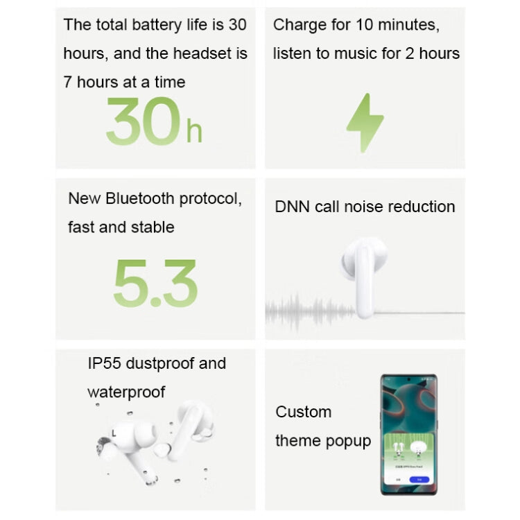 OPPO Enco Free3 Wireless Active Noise Reduction In-Ear Music Sports Bluetooth Earphones(Green) - Bluetooth Earphone by OPPO | Online Shopping South Africa | PMC Jewellery | Buy Now Pay Later Mobicred