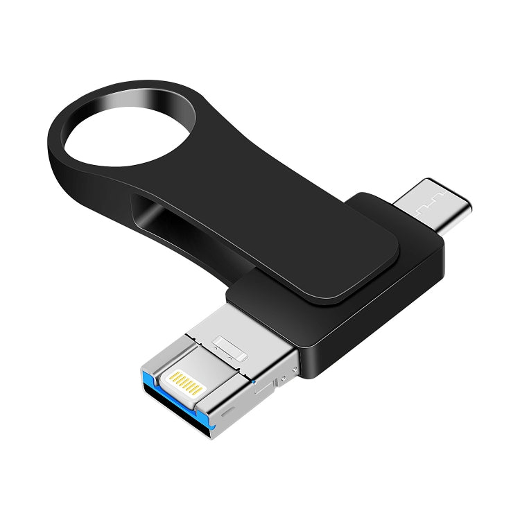 16GB USB 3.0 + 8 Pin + USB-C / Type-C 3 in 1 Mobile Computer Metal U-Disk(Black) - U Disk & Card Reader by PMC TechLife | Online Shopping South Africa | PMC TechLife