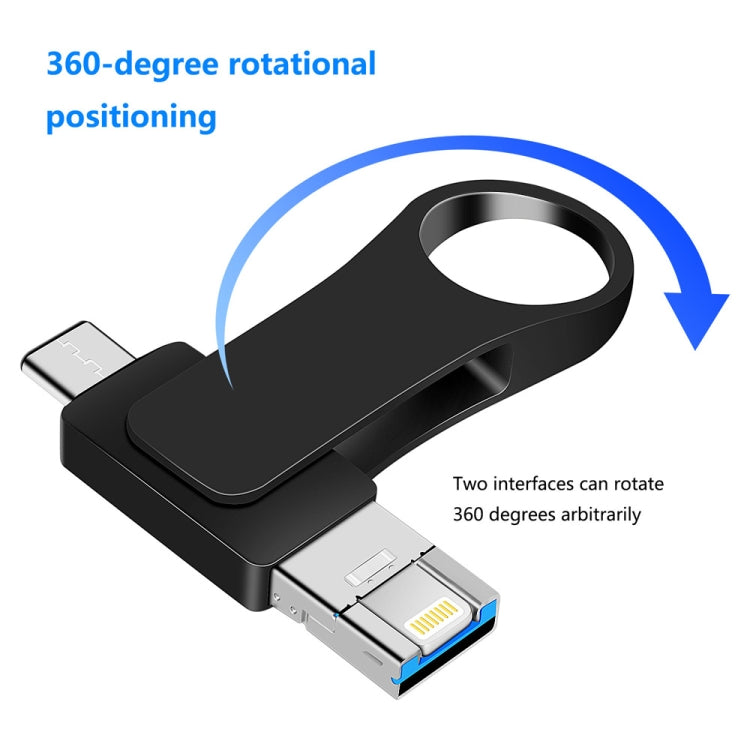 32GB USB 3.0 + 8 Pin + USB-C / Type-C 3 in 1 Mobile Computer Metal U-Disk(Black) - U Disk & Card Reader by PMC TechLife | Online Shopping South Africa | PMC TechLife