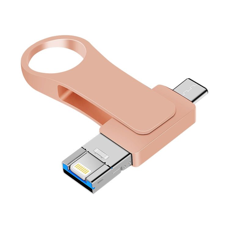 64GB USB 3.0 + 8 Pin + USB-C / Type-C 3 in 1 Mobile Computer Metal U-Disk(Pink) - U Disk & Card Reader by PMC TechLife | Online Shopping South Africa | PMC TechLife