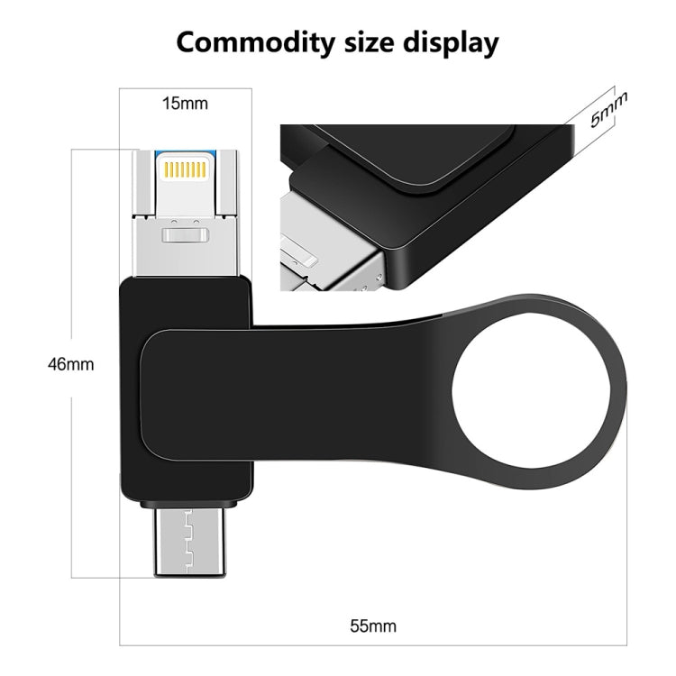 64GB USB 3.0 + 8 Pin + USB-C / Type-C 3 in 1 Mobile Computer Metal U-Disk(Pink) - U Disk & Card Reader by PMC TechLife | Online Shopping South Africa | PMC TechLife