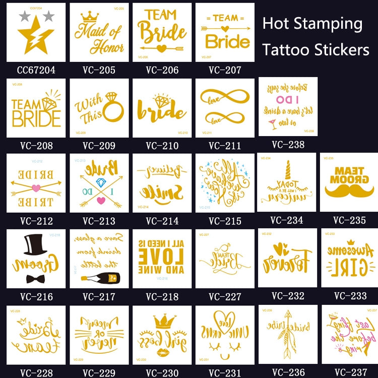 20 PCS Waterproof Bachelor Party Hot Stamping Wedding Bridal Tattoo Stickers(VC-208) - Sticker by PMC Jewellery | Online Shopping South Africa | PMC Jewellery