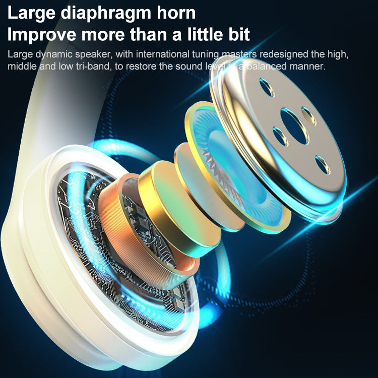 B39 Wireless Bluetooth Headset Subwoofer With Breathing Light Support TF Card(White) - Headset & Headphone by PMC TechLife | Online Shopping South Africa | PMC TechLife | Buy Now Pay Later Mobicred