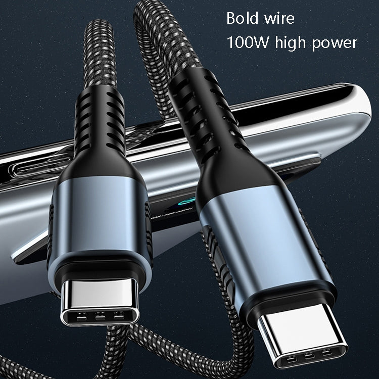 2m 100W PD Fast Charge Type-C Male to Male Data Sync Charging Braided Cable - free shipping - PMC TechLife - Order now!