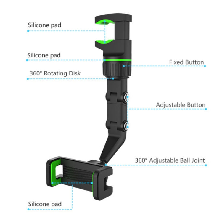 Multifunctional Vehicle-mounted Video Shooting Rearview Mirror Bracket(Green) - Car Holders by PMC Jewellery | Online Shopping South Africa | PMC Jewellery