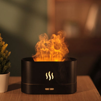 Flame Aroma Diffuser Night Light Humidifier(Black) - Air Purifiers & Accessories by PMC Jewellery | Online Shopping South Africa | PMC Jewellery