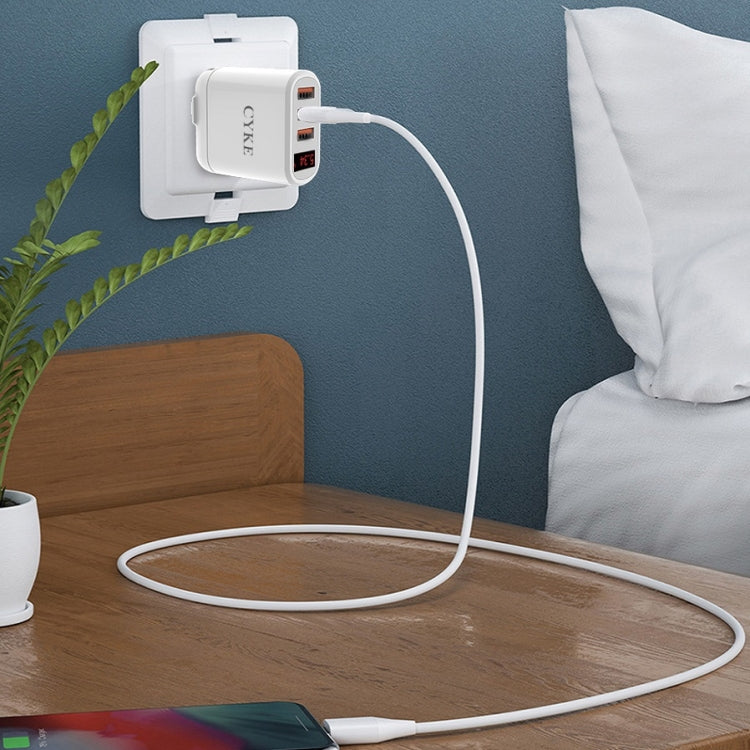 CYKE Smart Digital Display 3-Ports USB Travel Charger(US Plug-White) - USB Charger by CYKE | Online Shopping South Africa | PMC TechLife | Buy Now Pay Later Mobicred