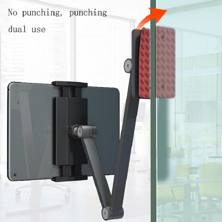 WS-2 Wall-Mounted Folding Telescopic Holder For Mobile Phone And Tablet(Black Gray) - Lazy Bracket by PMC Jewellery | Online Shopping South Africa | PMC Jewellery