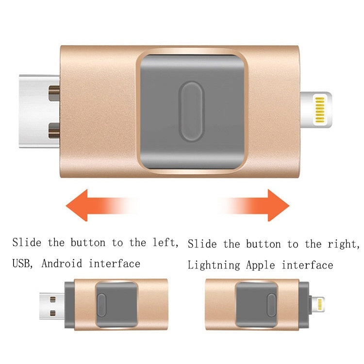 256GB Type-C + 8 Pin + USB 3.0  3 In 1 OTG Metal USB Flash Drive(Rose Gold) - U Disk & Card Reader by PMC Jewellery | Online Shopping South Africa | PMC Jewellery