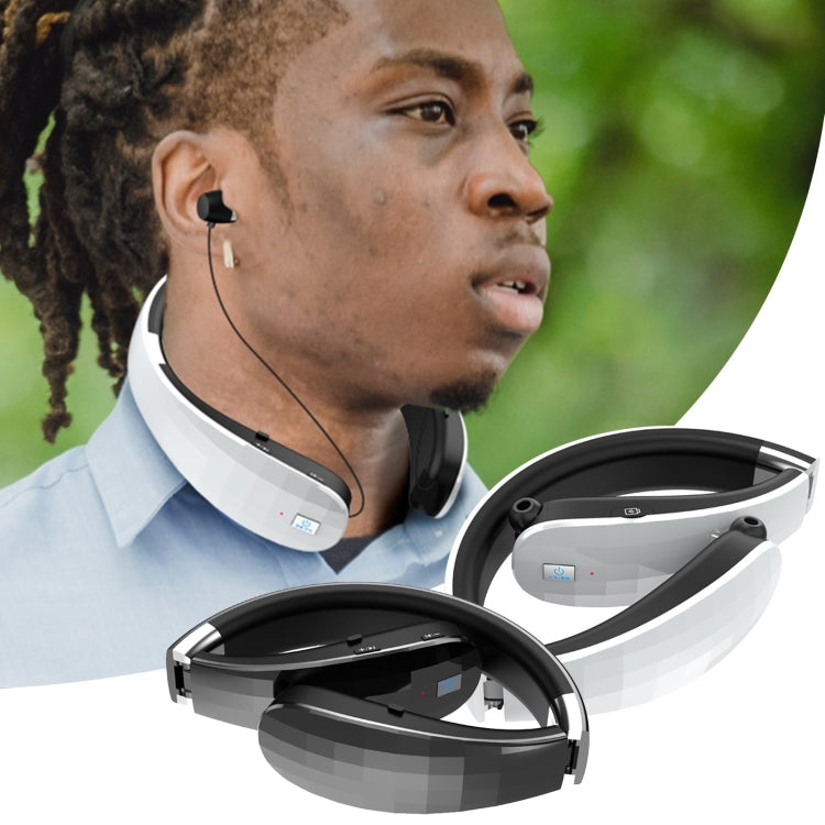Telescopic Neck-Mounted Folding Bluetooth Earphone(White) - Neck-mounted Earphone by PMC TechLife | Online Shopping South Africa | PMC TechLife