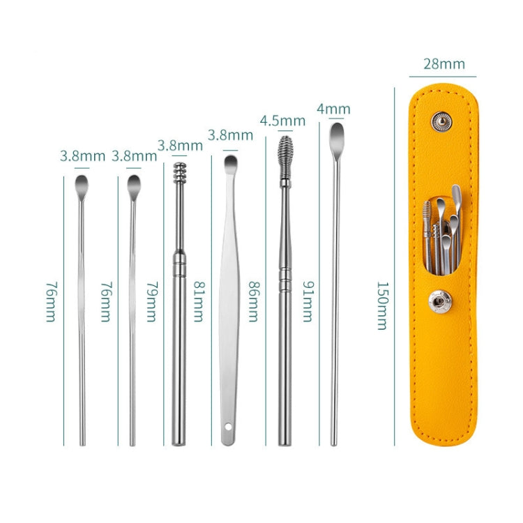 5 Sets 6 In 1 Stainless Steel Spring Spiral Portable Ear Pick, Specification: Blue - Ear Care Tools by PMC TechLife | Online Shopping South Africa | PMC TechLife