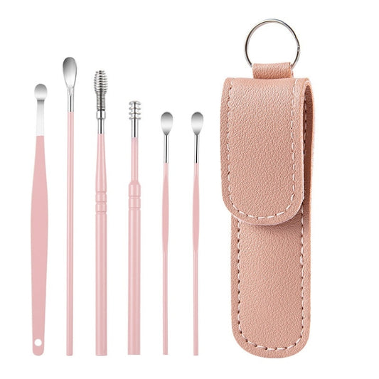 5 Sets 6 In 1 Stainless Steel Spring Spiral Portable Ear Pick, Specification: Pink - Ear Care Tools by PMC Jewellery | Online Shopping South Africa | PMC Jewellery