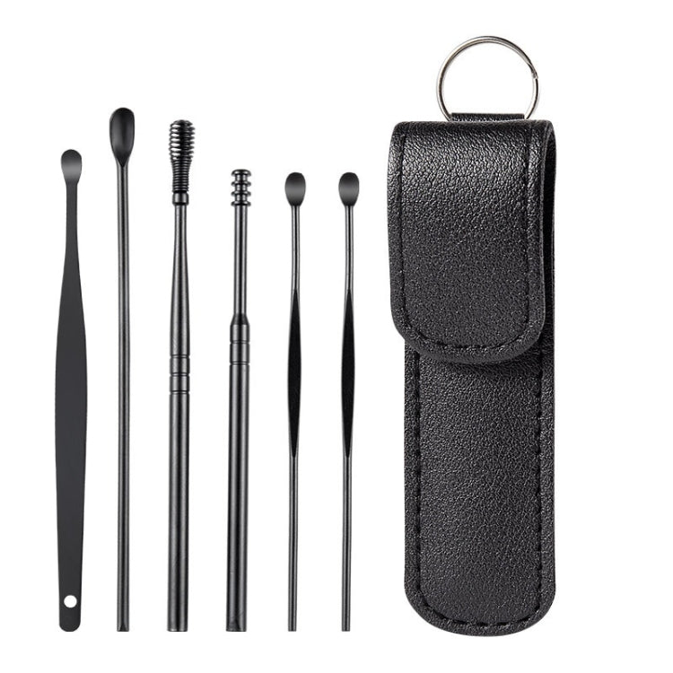 5 Sets 6 In 1 Stainless Steel Spring Spiral Portable Ear Pick, Specification: Black - Ear Care Tools by PMC TechLife | Online Shopping South Africa | PMC TechLife
