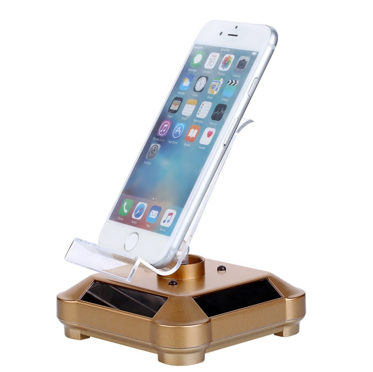 Solar Turntable Mobile Phone Stand Display Stand With Coloful Light(Gold) - Desktop Holder by PMC Jewellery | Online Shopping South Africa | PMC Jewellery