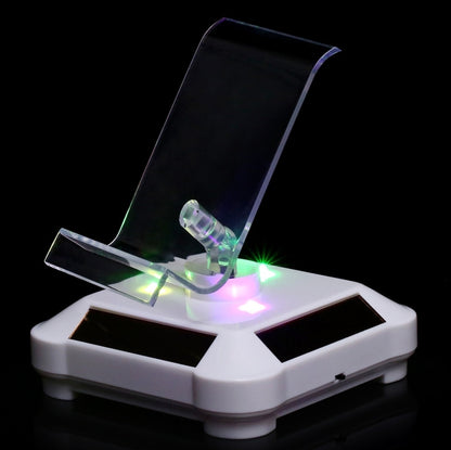 Solar Turntable Mobile Phone Stand Display Stand With Coloful Light(Black) - Desktop Holder by PMC Jewellery | Online Shopping South Africa | PMC Jewellery