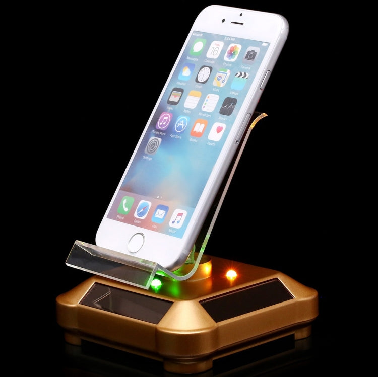 Solar Turntable Mobile Phone Stand Display Stand With Coloful Light(White) - Desktop Holder by PMC Jewellery | Online Shopping South Africa | PMC Jewellery