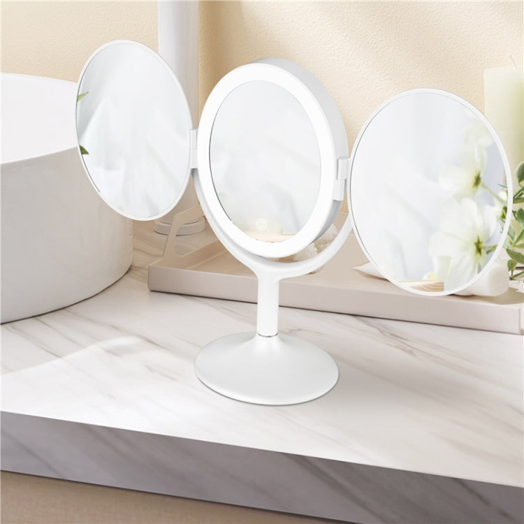 LED Desktop Folding Three-Faceted Makeup Mirror(HZJ-001) - Mirror by PMC Jewellery | Online Shopping South Africa | PMC Jewellery