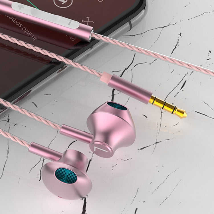 TS5000 3.5mm Metal Subwoofer Wired Earphone(Pink) - Normal Style Earphone by PMC Jewellery | Online Shopping South Africa | PMC Jewellery