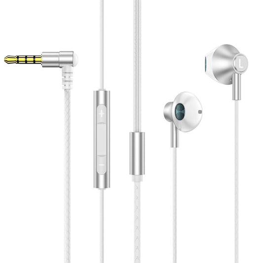 TS6800 3.5mm Metal Elbow Noise Cancelling Wired Game Earphone(Silver Gray) - Normal Style Earphone by PMC Jewellery | Online Shopping South Africa | PMC Jewellery