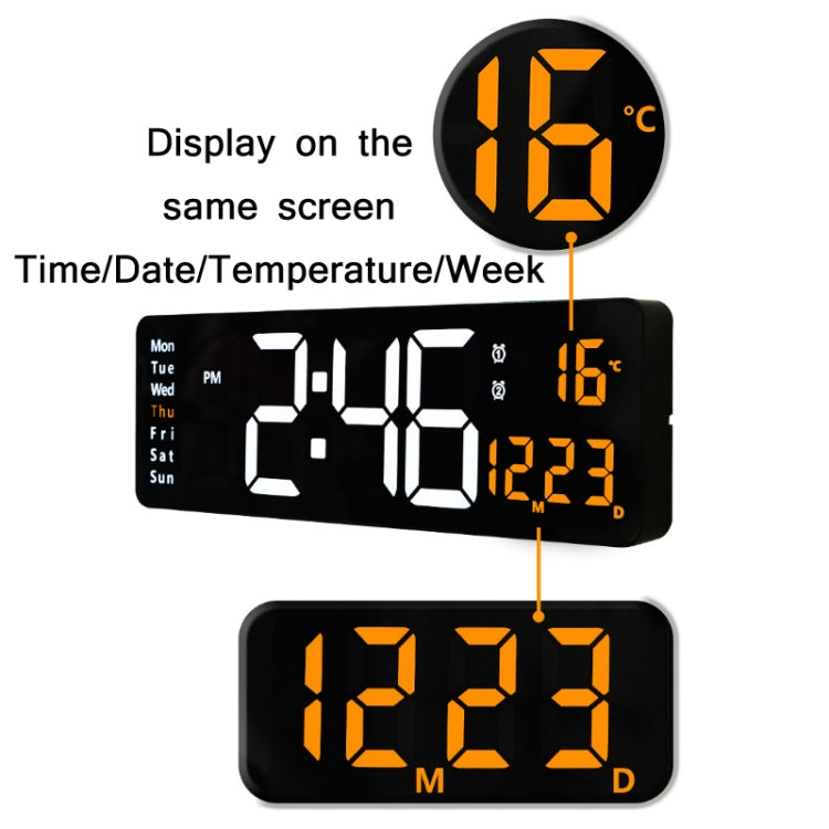 6626 Living Room Wall-Mounted Large Screen Display LED Digital Clock, Color: Orange Temperature - Wall Clock by PMC Jewellery | Online Shopping South Africa | PMC Jewellery | Buy Now Pay Later Mobicred