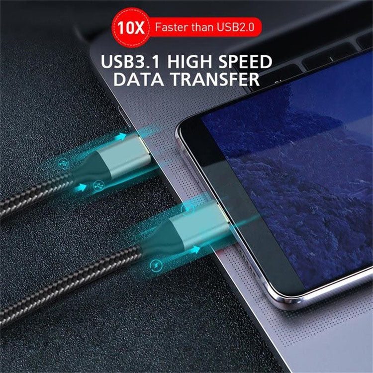 QGeeM QG-CC03 Type-C to Type-C USB3.1 Data Cable, Length: 1.2m(Black) - free shipping - PMC TechLife - Order now!