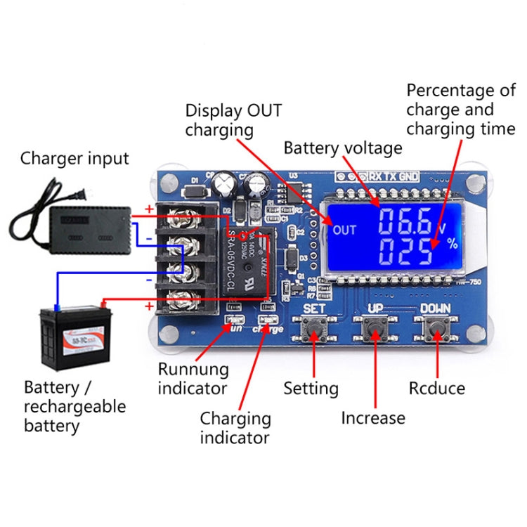 XY-L10A 6-60V CNC Full Power Off Over Charge Protection Switch(PCB) - Other Accessories by PMC TechLife | Online Shopping South Africa | PMC TechLife