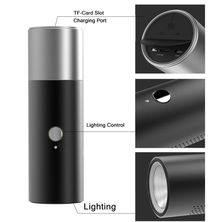 BT201 Small Steel Gun Flashlight Bluetooth Speaker Outdoor Waterproof Metal Small Speaker(Gold) - Waterproof Speaker by PMC Jewellery | Online Shopping South Africa | PMC Jewellery