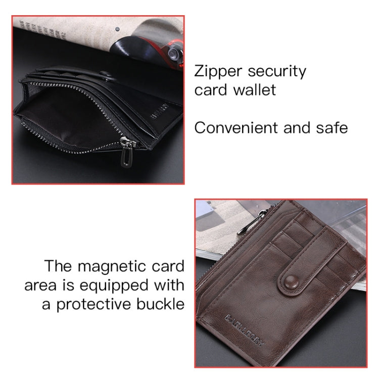 BAELLERRY  K9149  Multi-Card Buckle Zip Coin Pocket Thin Card Holder(Coffee) - Card & Passport Bags by BAELLERRY | Online Shopping South Africa | PMC Jewellery | Buy Now Pay Later Mobicred