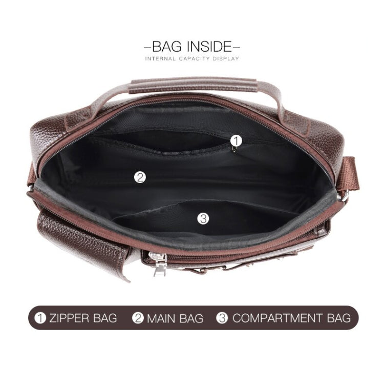 WEIXIER D235 Men Shoulder Bag Portable PU Leather Handbag(Brown) - free shipping - PMC TechLife - Order now!