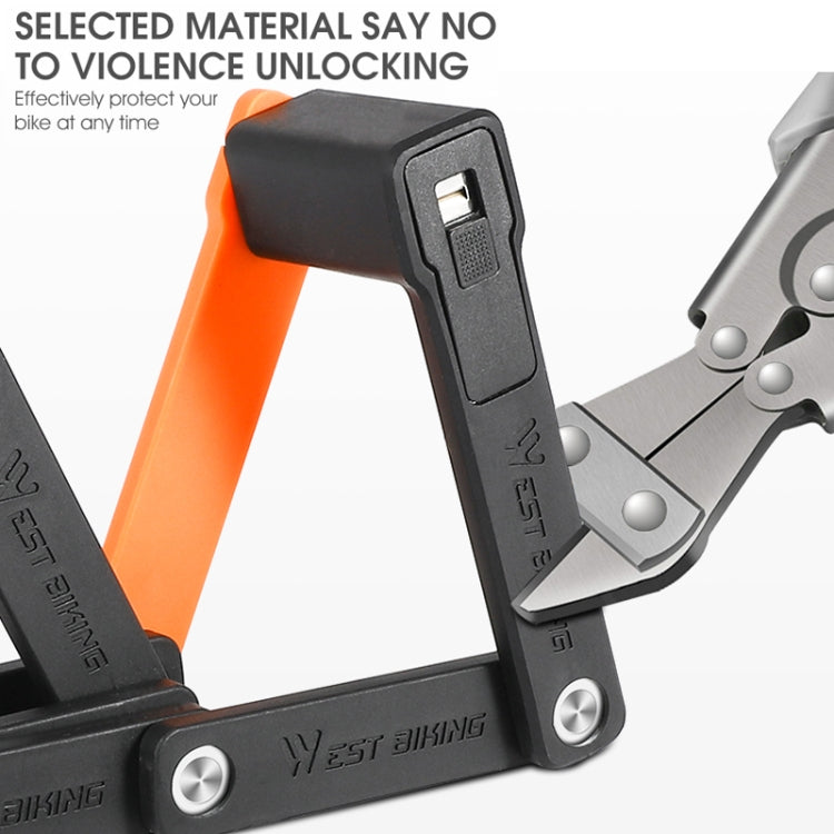WEST BIKING Bicycle Anti-Theft Lightweight Folding Chain Lock(Black Orange) - free shipping - PMC TechLife - Order now!
