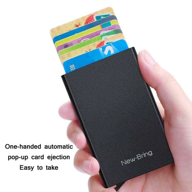 NEWBRING Metal Wallet Automatic Pop-up Anti-degaussing Card Holder, Colour: Gray With Back Stickers - Antimagnetic RFID Package by NEWBRING | Online Shopping South Africa | PMC Jewellery | Buy Now Pay Later Mobicred