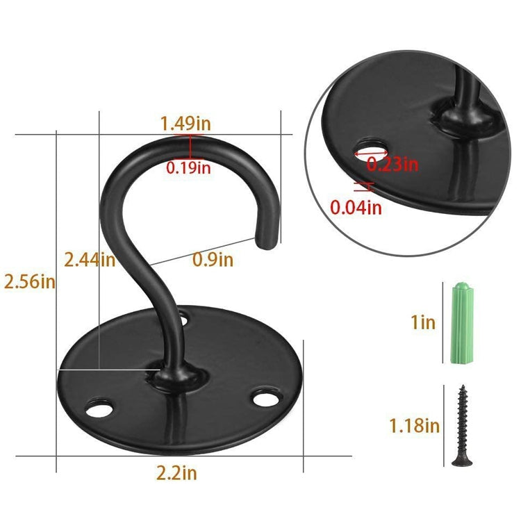 4 PCS Iron Ceiling Hook Balcony Flower Basket Hook Wall Clothes Hook(Black) - Shelf & Hooks by PMC TechLife | Online Shopping South Africa | PMC TechLife | Buy Now Pay Later Mobicred