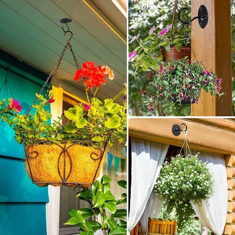 4 PCS Iron Ceiling Hook Balcony Flower Basket Hook Wall Clothes Hook(Black) - Shelf & Hooks by PMC TechLife | Online Shopping South Africa | PMC TechLife | Buy Now Pay Later Mobicred
