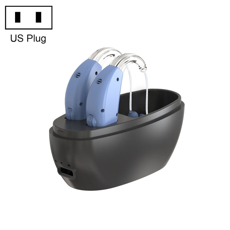 Elderly Use Can Charge Sound Amplifier Hearing Aid, Specification: US Plug(Blue Double Machine+Black Charging Bin) - Hearing Aids by PMC Jewellery | Online Shopping South Africa | PMC Jewellery