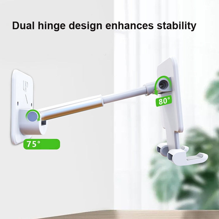 2 PCS T11 Wall Paste Mobile Phone Bracket Foldable Lift Bathroom Kitchen Wall Bracket(White) - Hand-Sticking Bracket by PMC Jewellery | Online Shopping South Africa | PMC Jewellery