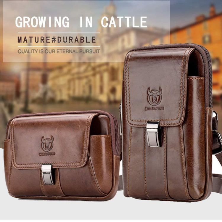 BULL CAPTAIN Multifunctional Leather Mobile Phone Small Waist Bag For Men(Horizontal Brown) - free shipping - PMC TechLife - Order now!