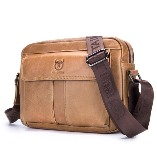 BULL CAPTAIN  Double Layer Leather One Shoulder Messenger Bag For Men(Yellow Brown) - Single-shoulder Bags by BULL CAPTAIN | Online Shopping South Africa | PMC Jewellery | Buy Now Pay Later Mobicred