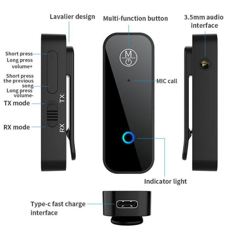 2 In 1 Bluetooth Receiving Transmitter AUX Car Adapter TV Computer Audio Transmitter - Audio Receiver Transmitter by PMC TechLife | Online Shopping South Africa | PMC TechLife