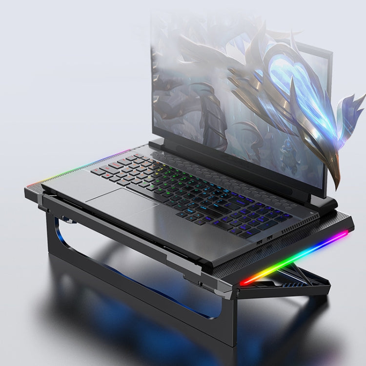 NUOXI Q9 RGB Lighting Effect Laptop Cooler(Black) - Cooling Pads by NUOXI | Online Shopping South Africa | PMC Jewellery | Buy Now Pay Later Mobicred