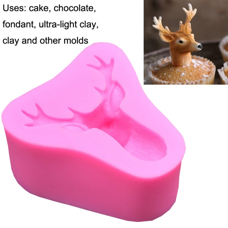 Deer Head Silicone Fondant Cake Mold(Pink) - Food Molds by PMC TechLife | Online Shopping South Africa | PMC TechLife