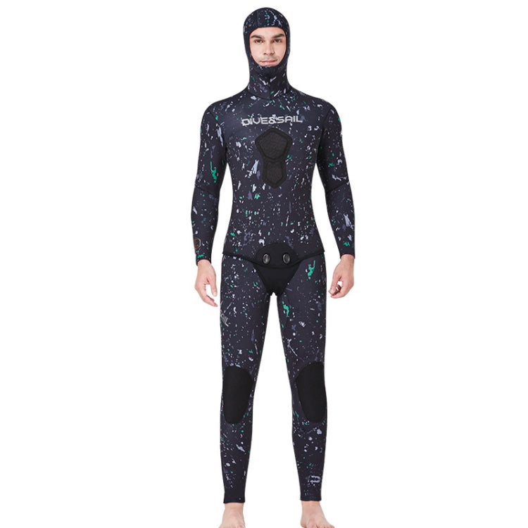 DIVE&SAIL 5mm Split Thick And Keep Warm Long Sleeves Hooded Diving Suit, Size: XL(Green) - Athletic Wear by DIVE&SAIL | Online Shopping South Africa | PMC Jewellery | Buy Now Pay Later Mobicred