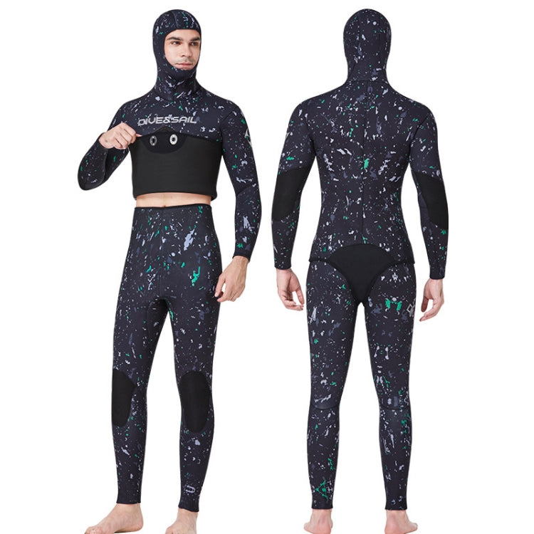 DIVE&SAIL 5mm Split Thick And Keep Warm Long Sleeves Hooded Diving Suit, Size: XL(Green) - Athletic Wear by DIVE&SAIL | Online Shopping South Africa | PMC Jewellery | Buy Now Pay Later Mobicred