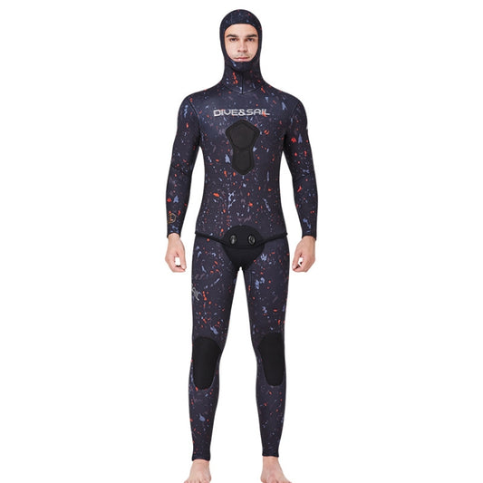 DIVE&SAIL 5mm Split Thick And Keep Warm Long Sleeves Hooded Diving Suit, Size: XL(Orange) - Athletic Wear by DIVE&SAIL | Online Shopping South Africa | PMC Jewellery | Buy Now Pay Later Mobicred