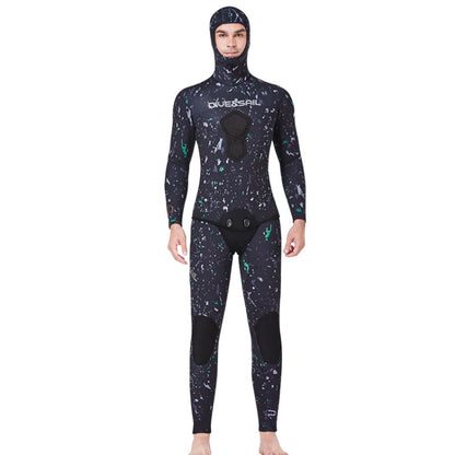 DIVE&SAIL 5mm Split Thick And Keep Warm Long Sleeves Hooded Diving Suit, Size: XXXL(Green) - Athletic Wear by DIVE&SAIL | Online Shopping South Africa | PMC Jewellery | Buy Now Pay Later Mobicred