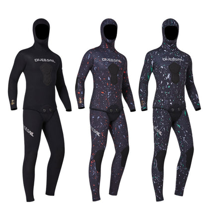 DIVE&SAIL 5mm Split Thick And Keep Warm Long Sleeves Hooded Diving Suit, Size: XXXL(Black) - Athletic Wear by DIVE&SAIL | Online Shopping South Africa | PMC Jewellery | Buy Now Pay Later Mobicred