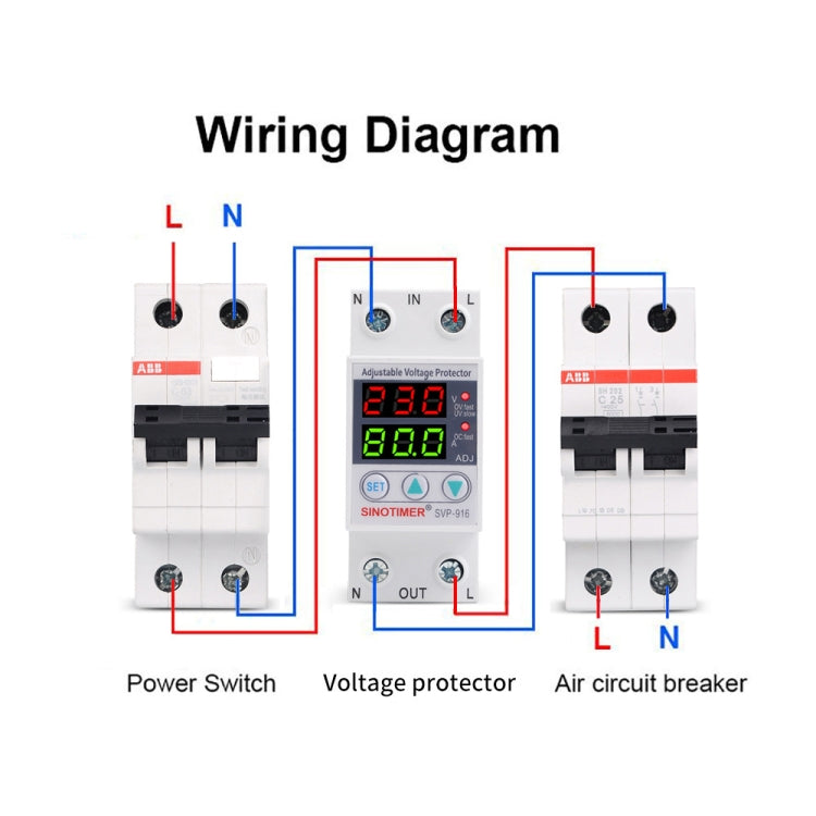 SINOTIMER SVP-916 Adjustable Self-resetting Over-voltage Under-voltage Protector, Current: 40A - free shipping - PMC TechLife - Order now!