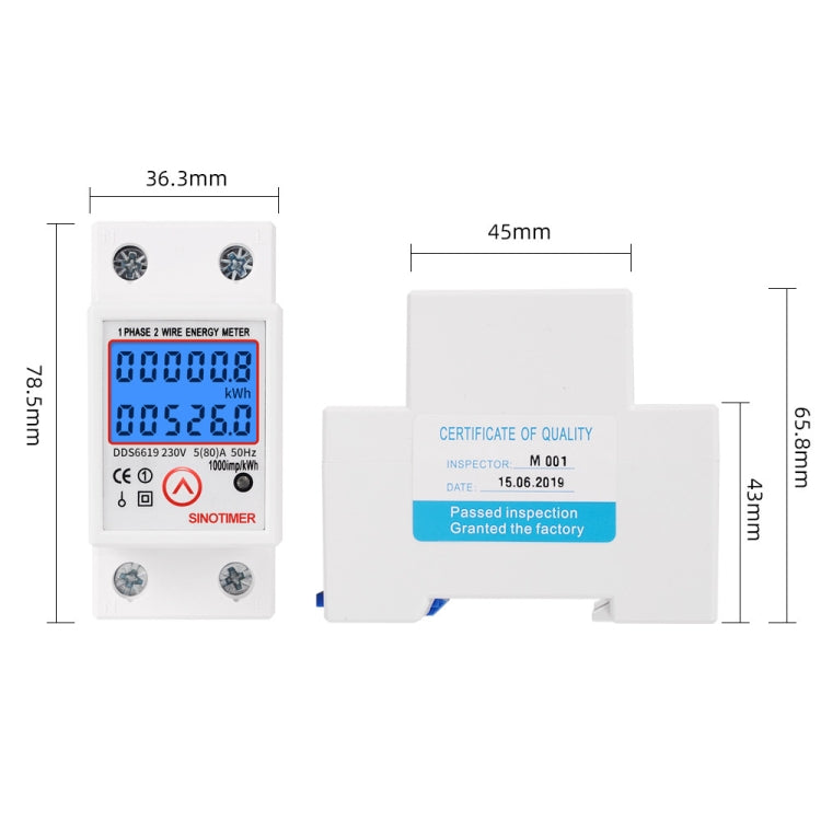 SINOTIMER DDS6619-526L-2 Can Reset Zero Backlight Display Single-phase Rail Electric Energy Meter - free shipping - PMC TechLife - Order now!