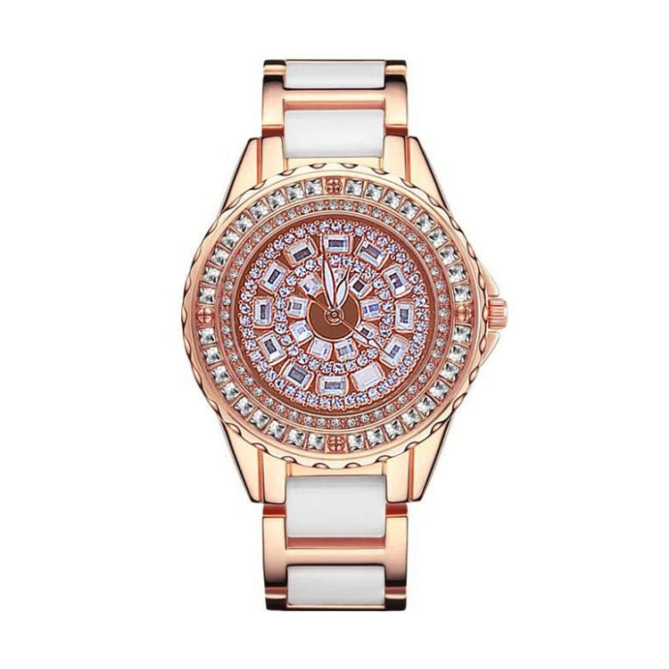 BS Bee Sister FA1490 Ladies Diamond-Set Ceramic Strap Watch(Rose Gold) - Alloy Watches by BS Bee Sister | Online Shopping South Africa | PMC Jewellery | Buy Now Pay Later Mobicred