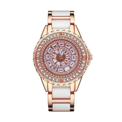 BS Bee Sister FA1490 Ladies Diamond-Set Ceramic Strap Watch(Rose Gold) - Alloy Watches by BS Bee Sister | Online Shopping South Africa | PMC Jewellery | Buy Now Pay Later Mobicred