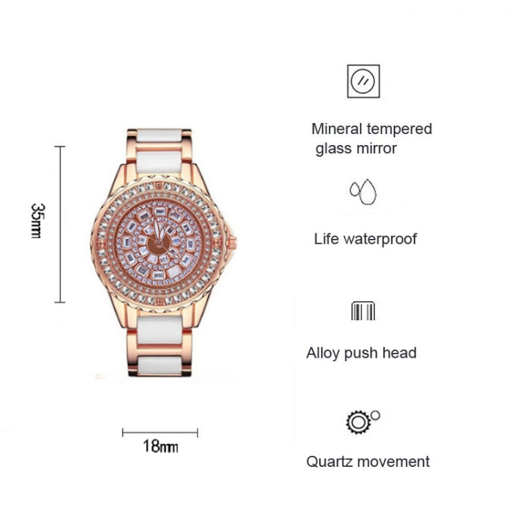 BS Bee Sister FA1490 Ladies Diamond-Set Ceramic Strap Watch(Rose Gold) - Alloy Watches by BS Bee Sister | Online Shopping South Africa | PMC Jewellery | Buy Now Pay Later Mobicred